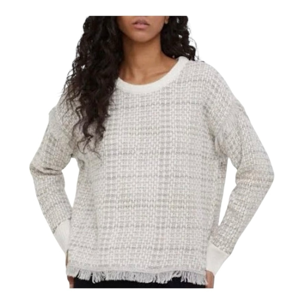 Women’s DKNY Size XL Ribbed Fringe Crewneck Sweater NWT (flaws noted)